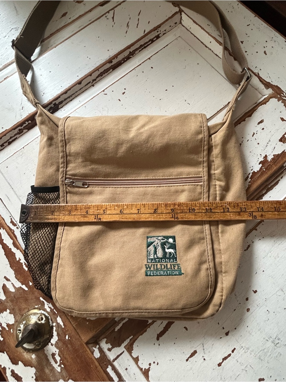 National Wildlife Federation Tan Canvas Messenger Bag Crossbody Nature Outdoors - Picture 4 of 8